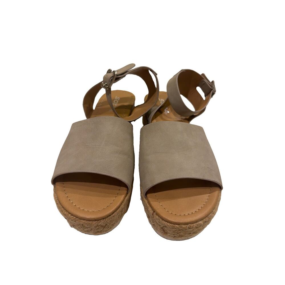 Soda Topic Open Toe Buckle Ankle Strap Espadrilles Flatform Wedge Sz 9 Sandal - Picture 2 of 6